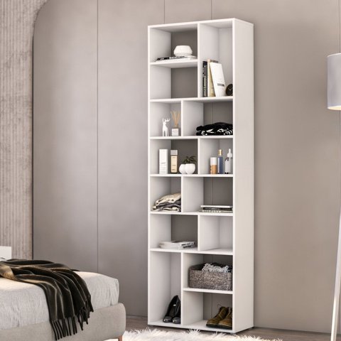 Estante de Livros 100% MDF 67CMX210CM Multiuso 14 Nichos Dallas Branco