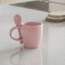 Ver imagem 2 de Caneca com Colher Integrada em Cerâmica 300ml para Café e Chá:Rosa