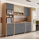 Ver imagem 1 de Cozinha 6 Peças Cristaleira Condessa Torre Quente 100% MDF Cinza/Carvalho Titânio
