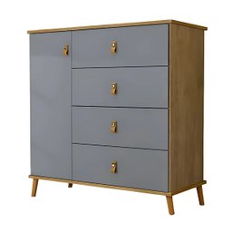 Cômoda Jujuba Sofisticada 4 Gavetas e Porta Sapateira:cinza - 2