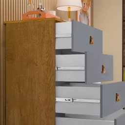 Cômoda Jujuba Sofisticada 4 Gavetas e Porta Sapateira:cinza - 4