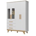 Ver imagem 3 de Guarda Roupa Infantil 154,8cm 4 Portas com Janela 3 Gavetas 100% MDF Retrô Espresso Móveis Branco/Amêndoa