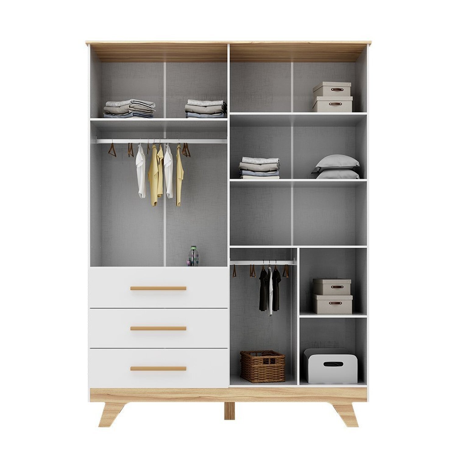Guarda Roupa Infantil 154,8cm 4 Portas com Janela 3 Gavetas 100