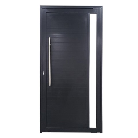 Porta Pivotante com Puxador e Vidro Alumínio Preto Linha Roma:Esquerda/ 210 x 120