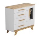 Ver imagem 3 de Cômoda Infantil 1 Porta com Janela 4 Gavetas 119cm 100% MDF Kakau Retrô Espresso Móveis Branco/Brilho/Amêndoa