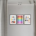 Ver imagem 3 de Kit 3 Quadros Decorativos para Quarto Infantil Alfabeto Numerais Lápis Coloridos 30x40cm