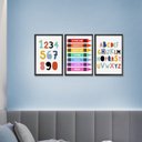 Ver imagem 2 de Kit 3 Quadros Decorativos para Quarto Infantil Alfabeto Numerais Lápis Coloridos 30x40cm