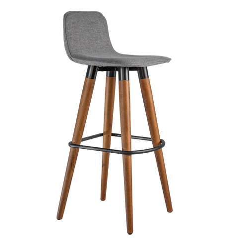 Banqueta Línea Alta Balcão Moderna Metal Preto Assento Cinza