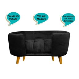 Cama Pet para Cães e Gatos Estofada com Pés Hannah - Preto - 4