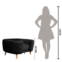 Cama Pet para Cães e Gatos Estofada com Pés Hannah - Preto - 3
