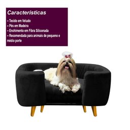 Cama Pet para Cães e Gatos Estofada com Pés Hannah - Preto - 5