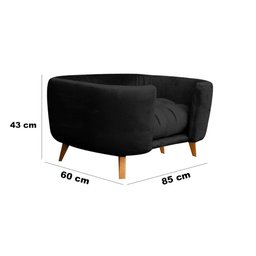 Cama Pet para Cães e Gatos Estofada com Pés Hannah - Preto - 2