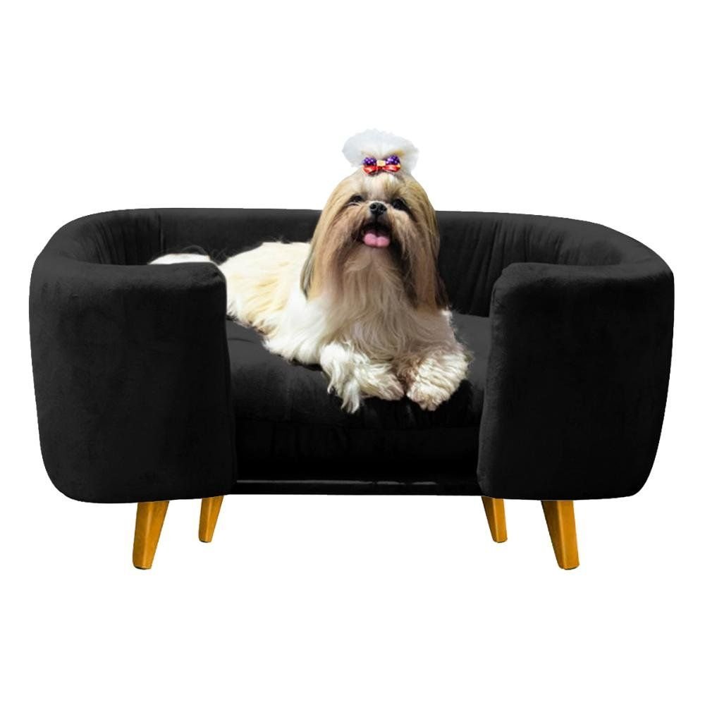 Cama Pet para Cães e Gatos Estofada com Pés Hannah - Preto - 8