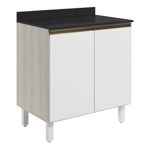 Balcao com Tampo 2p 60 Cm Mdf Kali 12220 Bianco Toq Branco Uv Nicioli