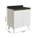 Ver imagem 3 de Balcao com Tampo 2p 60 Cm Mdf Kali 12220 Bianco Toq Branco Uv Nicioli