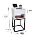 Ver imagem 2 de Kit 2 Mesas Cabeceira Industrial 30cm Branco Gavetas e Nicho Base Metal Preto Lateral Cama