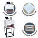 Ver imagem 4 de Kit 2 Mesas Cabeceira Industrial 30cm Branco Gavetas e Nicho Base Metal Preto Lateral Cama