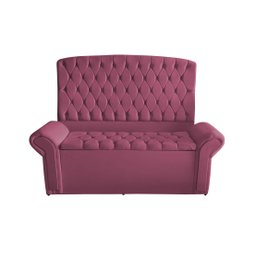 Kit de Quarto Cabeceira de Cama Box e Calçadeira Baú Dubai Casal 140 Cm Suede Rosa Bebê Ec Móveis - 1
