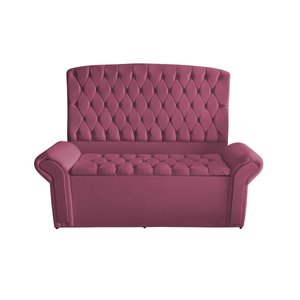 Kit de Quarto Cabeceira de Cama Box e Calçadeira Baú Dubai Casal 140 Cm Suede Rosa Bebê Ec Móveis