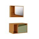 Ver imagem 2 de Conjunto Banheiro Delta Bechara Kit Gabinete e Armário Superior Suspenso com Espelho Portas e Nicho