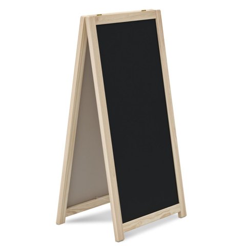 Quadro Cavalete de Calçada Standard Preto 100x60 Cm Moldura Pinus Natural