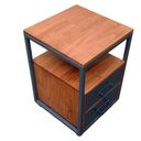 Ver imagem 7 de Mesa de Cabeceira Estilo Industrial - 2 Gavetas e 4 Rodízios - Ferro Cinza Chumbo e Madeira Pinus To