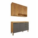 Ver imagem 3 de Armário de Cozinha Compacta Modulada 2 Peças 6 Portas sem Tampo 100% MDF Itália Yescasa Marrom/Amêndoa/Chumbo