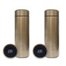 Kit 2 Garrafa Térmica Aço Inox Termômetro Digital Led 500ml Dourado - 1
