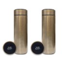 Ver imagem 1 de Kit 2 Garrafa Térmica Aço Inox Termômetro Digital Led 500ml Dourado