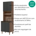Ver imagem 4 de Paneleiro 4 Portas 1 Nicho MDF 70x221 cm Kali 1223122 Carvalho Toq Chumbo Nicioli