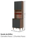 Ver imagem 3 de Paneleiro 4 Portas 1 Nicho MDF 70x221 cm Kali 1223122 Carvalho Toq Chumbo Nicioli