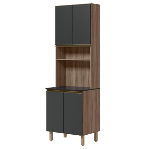 Paneleiro 4 Portas 1 Nicho MDF 70x221 cm Kali 1223122 Carvalho Toq Chumbo Nicioli