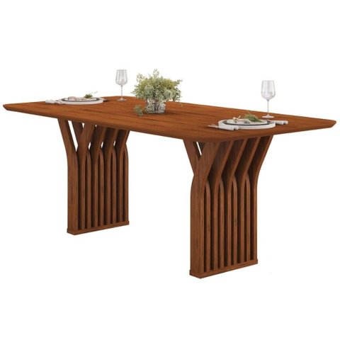 Mesa Jantar Yara c/Tampo MDF Curvo 170cm Freijo DJ Móveis