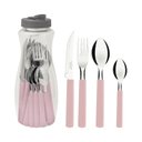 Ver imagem 1 de Faqueiro 16 Peças Lâminas Aço Inox e Cabos de Polipropileno Rosa Tramontina