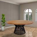 Ver imagem 1 de Mesa Redonda Elemento em Madeira Maciça com Base em Corda Náutica Preta para Sala de Jantar 1,80m