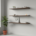 Ver imagem 1 de Kit 3 Prateleiras 60x20cm Em Mdp Com Suporte Invisível  Nogueira