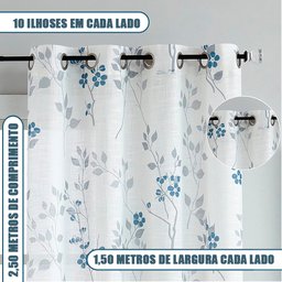 CORTINA QUARTO/SALA 250X300CM CHEVRON CINZA C/ ALMOFADA - 4
