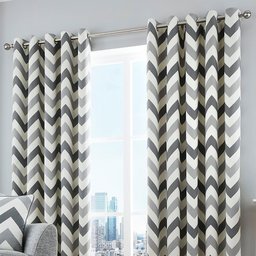 CORTINA QUARTO/SALA 250X300CM CHEVRON CINZA C/ ALMOFADA - 1