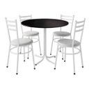 Ver imagem 1 de Mesa de Jantar Redonda 80cm Preta com 4 Cadeiras Estofada Branca