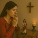 Ver imagem 2 de Imagem Sagrado Coração de Jesus Resina 15 Cm