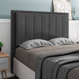Cabeceira Cama Box Queen Veneza 160 Cm Suede MV Estofados Cinza - 2