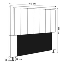 Cabeceira Cama Box Queen Veneza 160 Cm Suede MV Estofados Cinza - 3