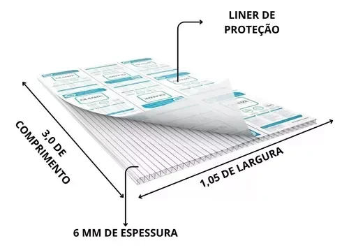 Ver imagem 2 de Chapa Policarbonato Alveolar Fume 6mm 1,05x3,00