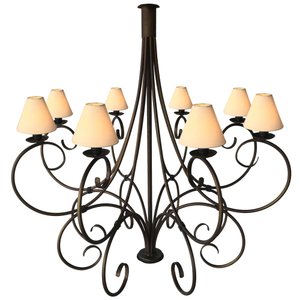 Pendente Grande de Ferro com Cúpulas para Iluminação de Sítio e Fazenda - Verniz