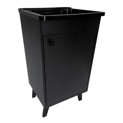 Tanque de Lavar Roupa Pequeno 26l Gabinete Preto Pés Retro
