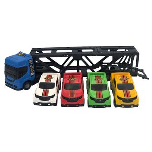 Carreta Cegonheira de Brinquedo com 4 Carrinhos 35cm - Azul