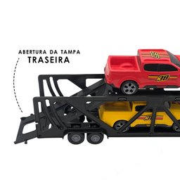 Carreta Cegonheira de Brinquedo com 4 Carrinhos 35cm - Azul - 4