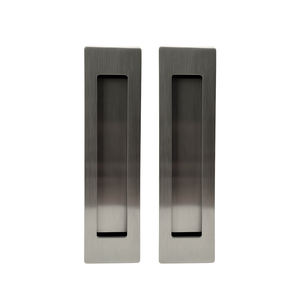 Puxador Duplo Concha de Embutir para Porta Inox Escovado 25cm