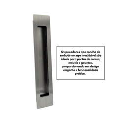 Puxador Duplo Concha de Embutir para Porta Inox Escovado 25cm - 5