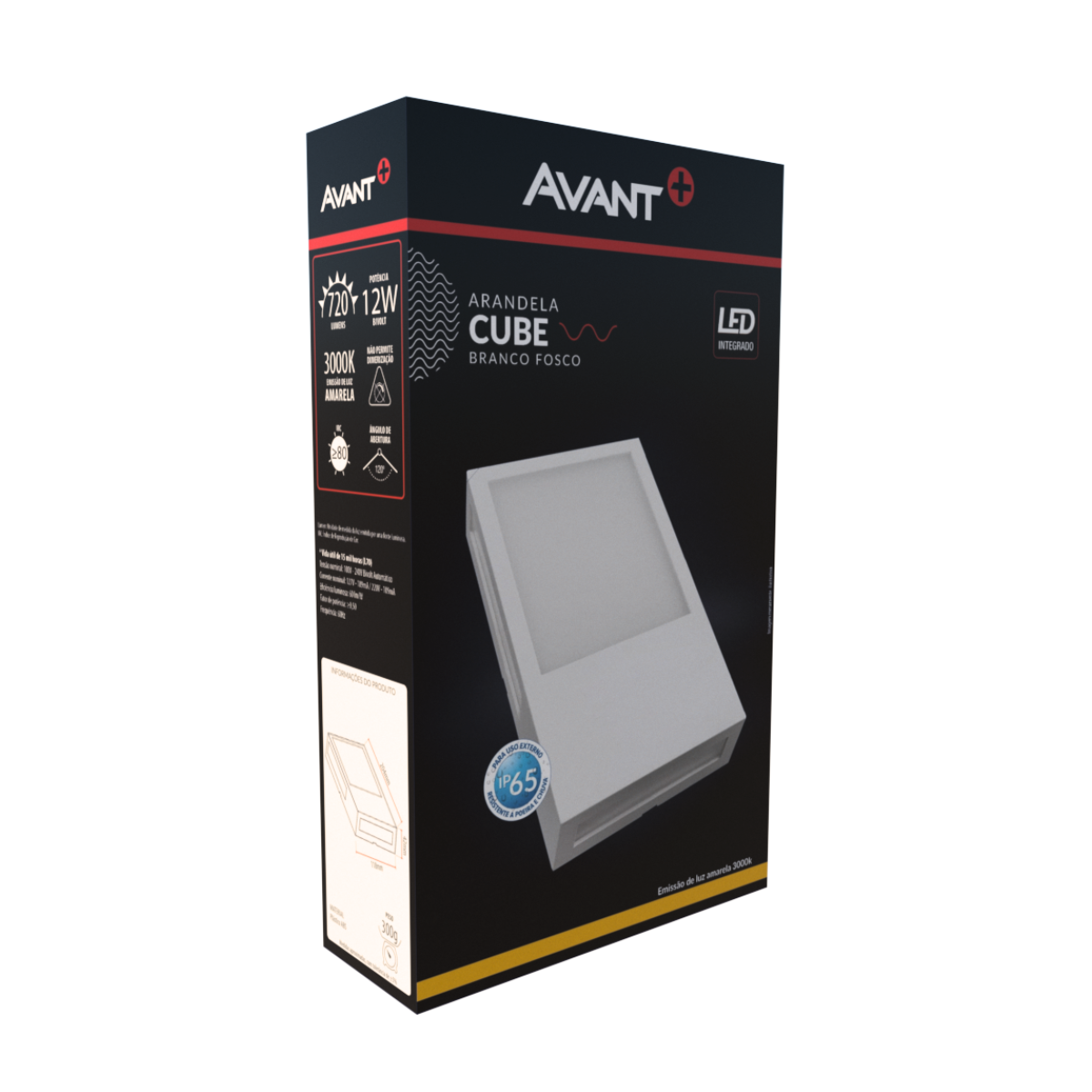 Arandela Avant Cube 3000k Branco 12w 20.4x11.8x4.2cm - 7